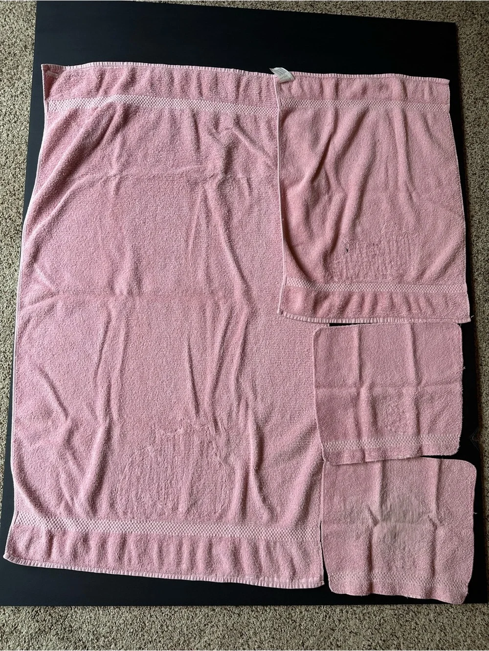 Vtg St Mary’s Raspberry Cream Feline Cat Bath Towel Hand Towel 2 Wash Cloths USA